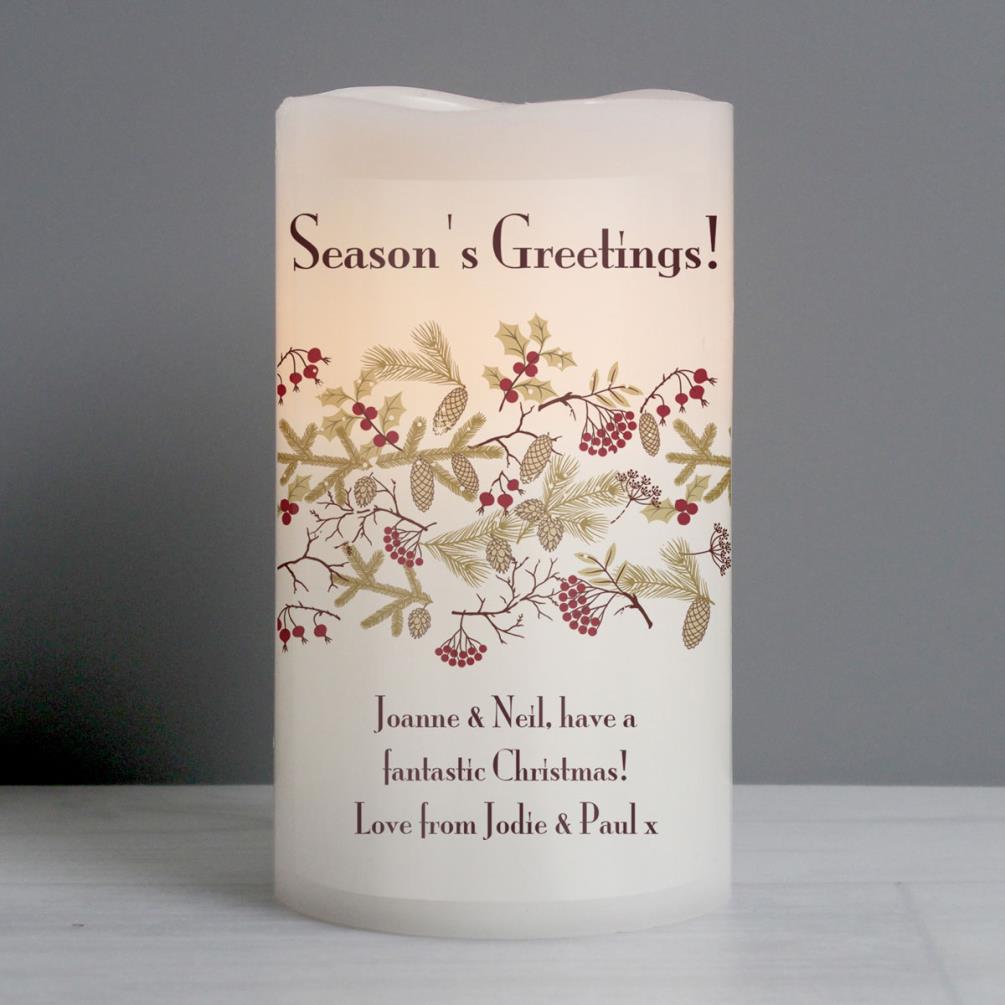 Personalised Christmas Floral LED Candle Extra Image 1